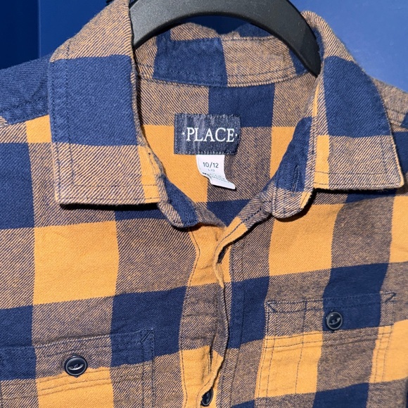 The Children's Place - Navy & Yellow Plaid Button-Down Shirt Size 10/12 - Picture 6 of 16